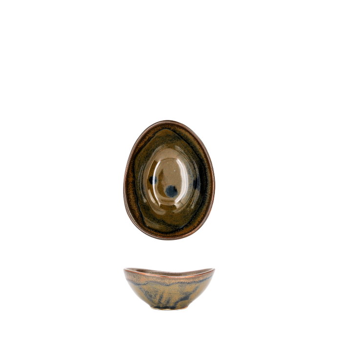 Summa Danza Sahara Bol Oval 10x8x4.5 cm Vitro Porcelana Marrón 8 cl (Set de 6)