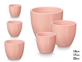 Ibergarden Set 3 Macetas Abombada 14 cm, 17 cm, 22 cm Rosa Mate
