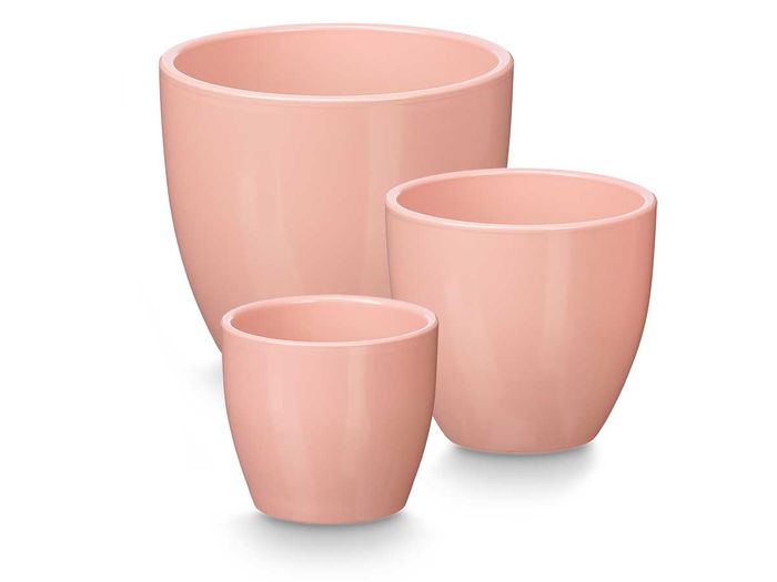 Ibergarden Set 3 Macetas Abombada 14 cm, 17 cm, 22 cm Rosa Mate
