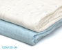 KioKids Set de 2 Muselinas Petit Moments Azul, Blanco y Estampado 120x120 cm