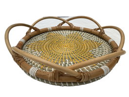 DKD Home Decor Bandeja de Decoración Ratan Seagrass 40x40x8 Natural/Beige