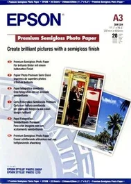 Epson Papel Fotografico Semibrillo (Premium SemiGlossy Photo) A3, 20 Hojas de 251g.
