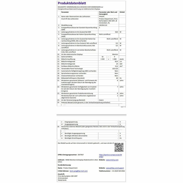 Philips 24E2N1110 Monitor Full HD IPS 120Hz