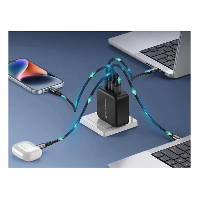 Conceptronic ALTHEA18B Cargador GaN 100W 4 Puertos (3x USB-C, 1x USB-A) Negro Conceptronic ALTHEA18B Cargador GaN 100W 4 Puertos (3x USB-C, 1x USB-A) Negro