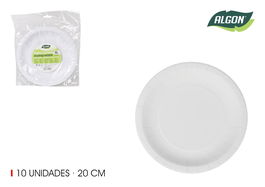 Algon Set 10 Platos Cartón Redondos Ecológicos 20 cm (36 Unidades)