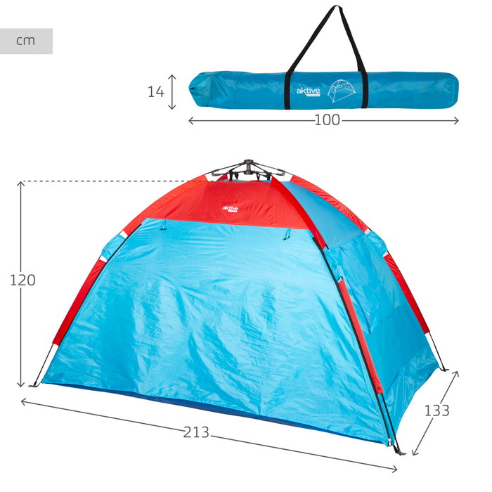Paravientos y carpa de playa para 4 personas con suelo, puerta y ventanas