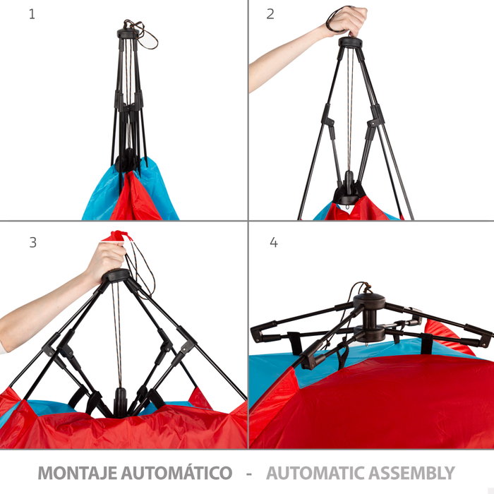 Paravientos y carpa de playa para 4 personas con suelo, puerta y ventanas