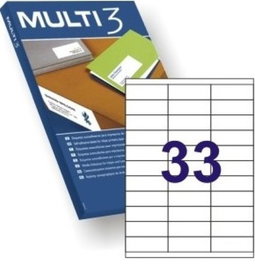 APLI PAPER 100 Hojas de Etiquetas 24x72,7 mm Multi3 Cantos Rectos