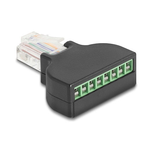 DeLOCK 90654 RJ45 a Bloque Terminal de 8 Pines, Cat.5e, Negro, para Cable 16/28 AWG, -40 a 70 grados C