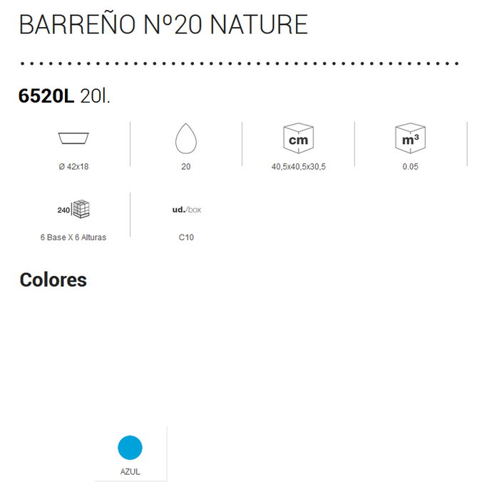 PLASTIKEN Barreño 20 L Nº 20 Azul Nature