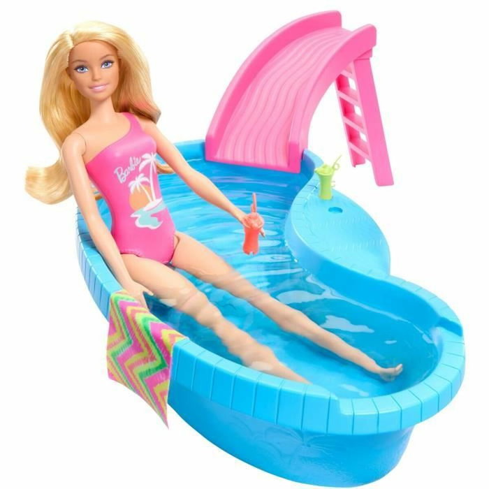 Barbie Muñeca Rubia con Piscina HRJ74