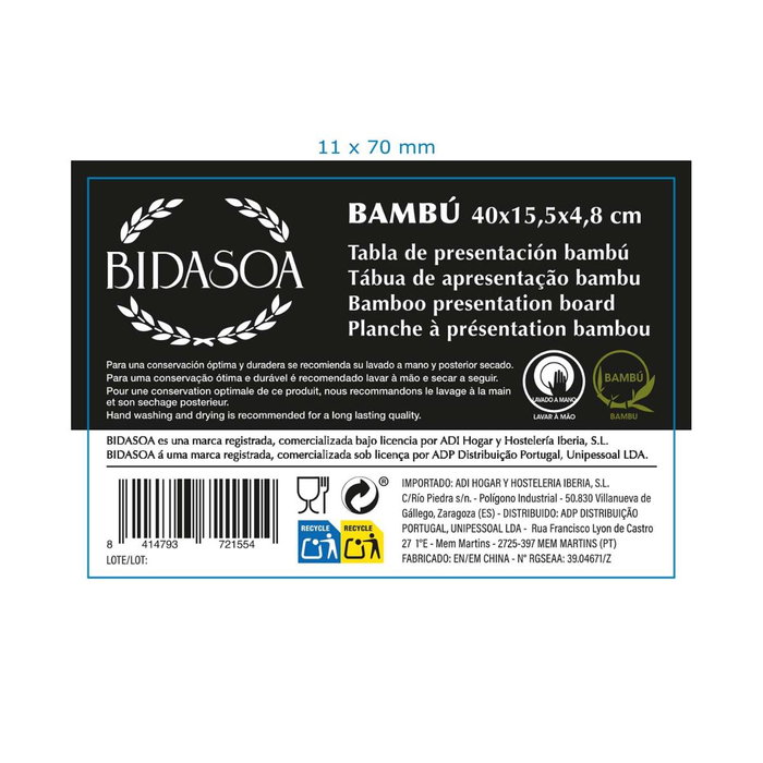 Tabla de Servir Bambú Bambu Bidasoa 40x15,5x4,8 cm (10 Unidades) Tabla de Servir Bambú Bambu Bidasoa 40x15,5x4,8 cm (10 Unidades)