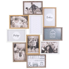 Home Deco Factory Marco 10 Fotos Essentiel para 10 Fotos de 10x15 cm Blanco y Madera