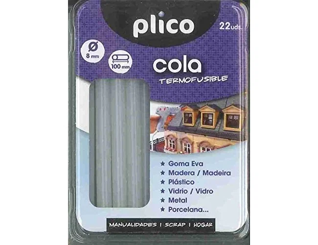 Plico Barra termofusible mini translúcida 8 mm x 95 mm (22 unidades)