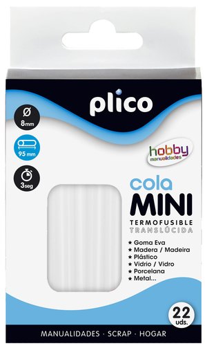 Plico Barra termofusible mini translúcida 8 mm x 95 mm (22 unidades)