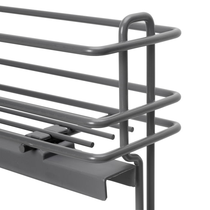 Emuca Botellero extraíble TitaneMax con cierre suave, lateral izquierdo, 3 bandejas, módulo 150mm, Acero, Gris Antracita