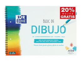 Bloc De Dibujo Oxford Con Espiral Liso 2 Taladros A4+ 130G 20H (Azul)