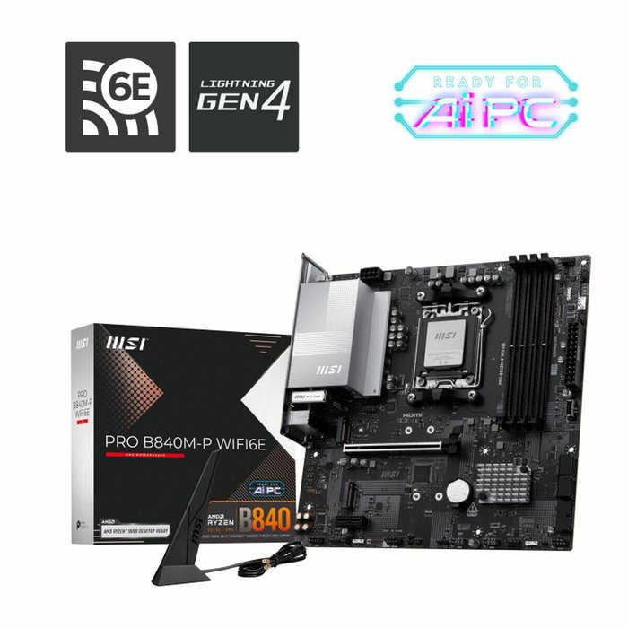 MSI PRO B840M-P WIFI6E Micro ATX con Chipset AMD B840 y Zócalo AM5 MSI PRO B840M-P WIFI6E Micro ATX con Chipset AMD B840 y Zócalo AM5