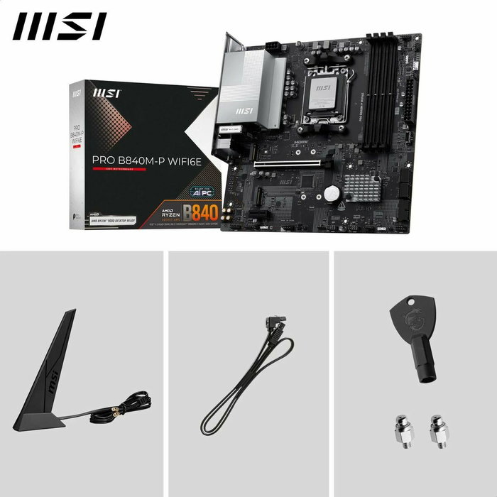MSI PRO B840M-P WIFI6E Micro ATX con Chipset AMD B840 y Zócalo AM5 MSI PRO B840M-P WIFI6E Micro ATX con Chipset AMD B840 y Zócalo AM5