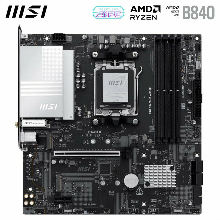 MSI PRO B840M-P WIFI6E Micro ATX con Chipset AMD B840 y Zócalo AM5 MSI PRO B840M-P WIFI6E Micro ATX con Chipset AMD B840 y Zócalo AM5