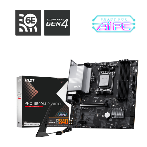 MSI PRO B840M-P WIFI6E Micro ATX con Chipset AMD B840 y Zócalo AM5 MSI PRO B840M-P WIFI6E Micro ATX con Chipset AMD B840 y Zócalo AM5