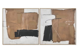 DKD Home Decor Set de 2 Cuadros Lienzo PS 100x100 cm Abstracto