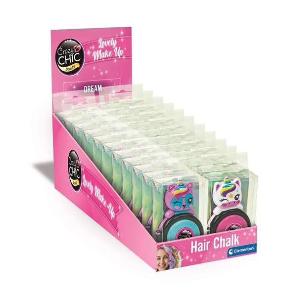 Clementoni Lovely Hair Chalk - Tizas de Color para el Pelo Temporal, Polvos de Tiza, 20.7x5.6x2.1 cm