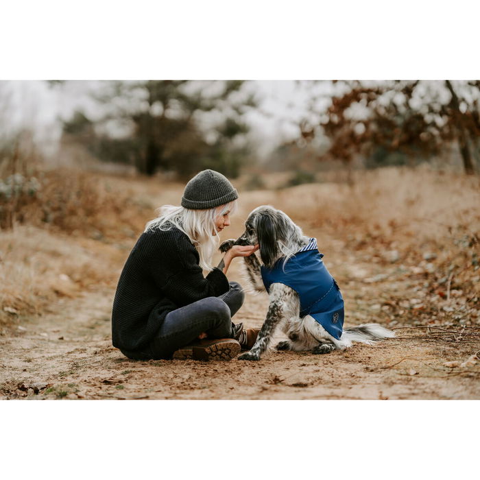 Hunter Abrigo Milford 45 cm Azul para Perro Cuello 30-58 cm Vientre 50-62 cm Resistente al Agua y Viento