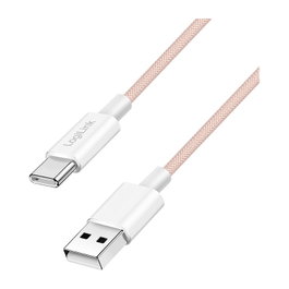 LogiLink Cable USB 2.0 Type-C A/M a C/M, 480 Mbps, 60W, Nylon, Rosa, 1.5 m