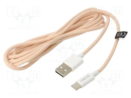 LogiLink Cable USB-A a USB-C 1,5m Rosa con Trenzado de Nylon