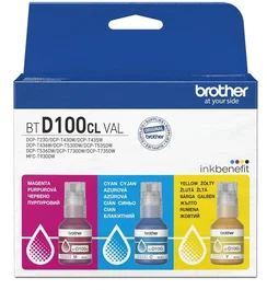 Brother BT-D100CLVAL Value Pack de tinta de recarga (Amarillo, Cian, Magenta)