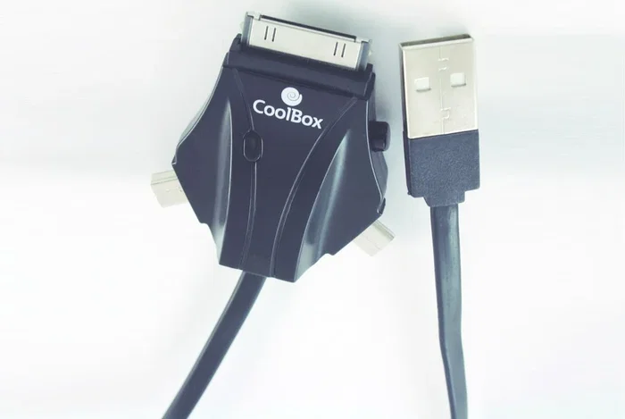 Coolbox Cable ACD 301 USB a microUSB/miniUSB/iPhone Negro