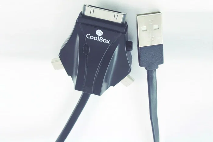 Coolbox Cable ACD 301 USB a microUSB/miniUSB/iPhone Negro