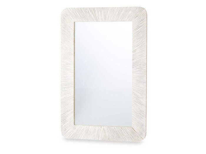 Giftdecor Espejo 60x90 cm Líneas Natural Blanco Madera de Mango