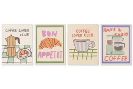 DKD Home Decor Cuadro MDF 30x3x40 Café Impreso Surtido de 4