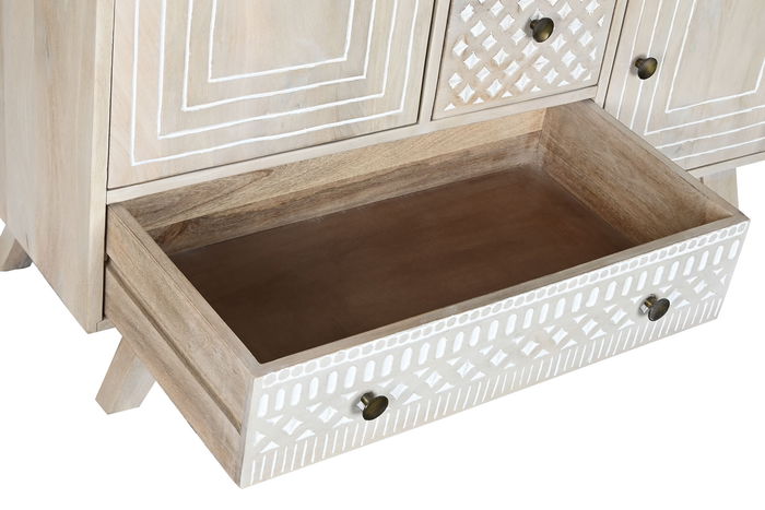 DKD Home Decor Buffet Boho Blanco Natural Mango 42 x 75 x 115 cm