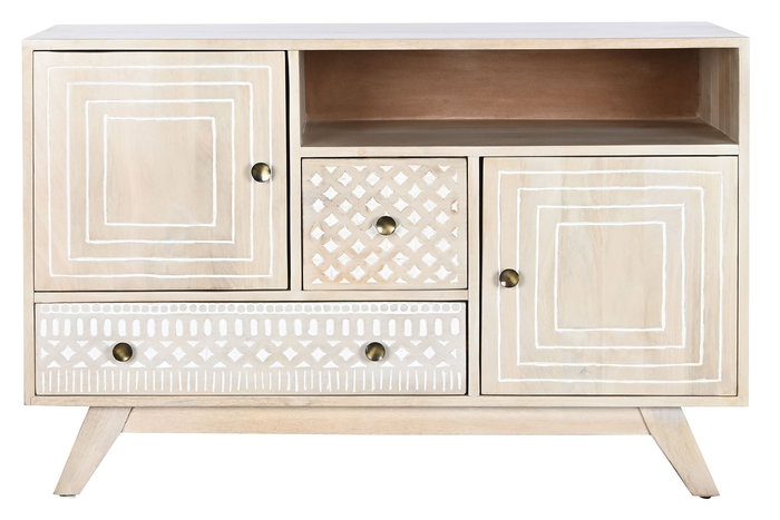 DKD Home Decor Buffet Boho Blanco Natural Mango 42 x 75 x 115 cm