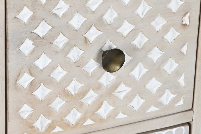 DKD Home Decor Buffet Boho Blanco Natural Mango 42 x 75 x 115 cm