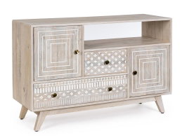 DKD Home Decor Buffet de Mango JB Cenefa Blanco y Natural