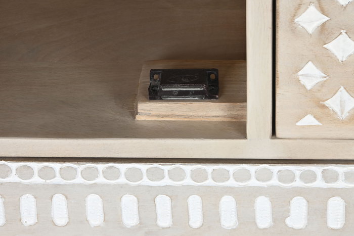 DKD Home Decor Buffet Boho Blanco Natural Mango 42 x 75 x 115 cm