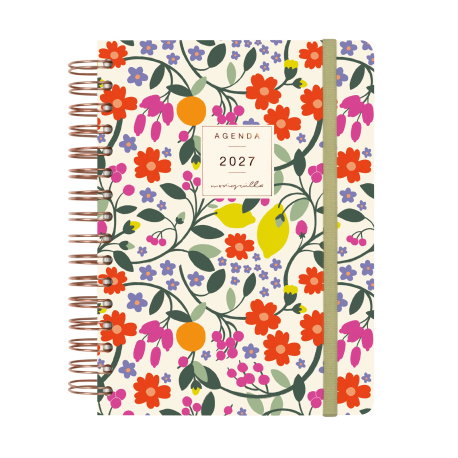 Finocam Agenda Anual 2027 Moniquilla Wire-O Tapa Extra con Goma Verde