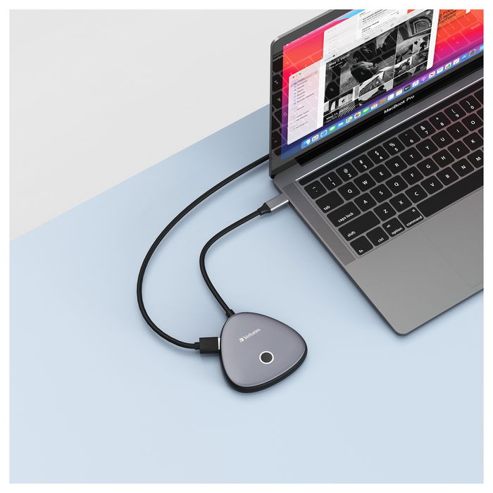 Verbatim 32147 Adaptador Inalámbrico USB-C Hub HDMI 4K WDA-02 para Pantalla, Plug and Play, USB 2.0, Tipo A y C, Escritorio, Negro