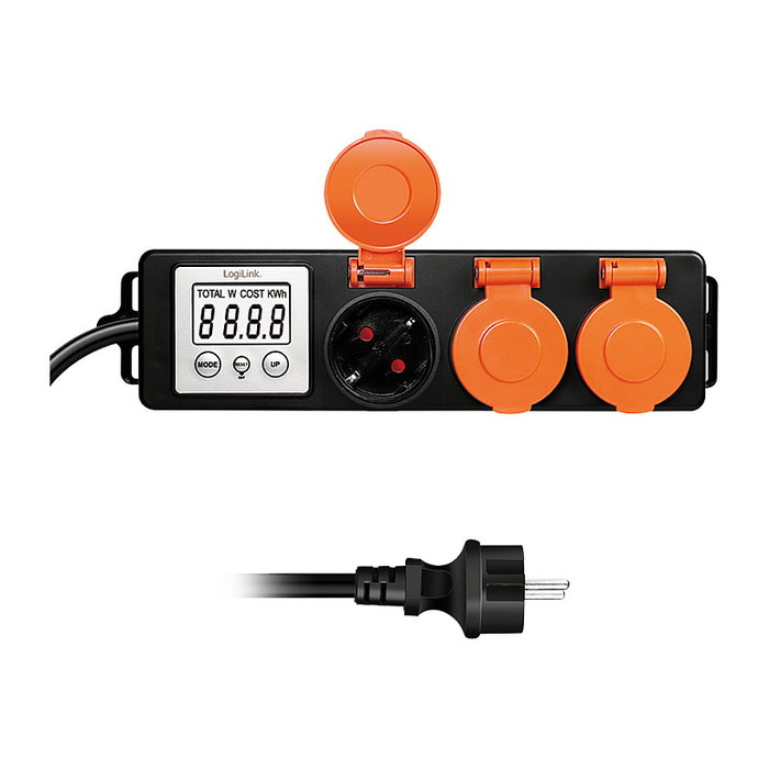 LogiLink Energy Cost Meter con 3 tomas para exterior