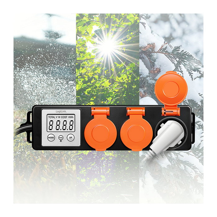 LogiLink Energy Cost Meter con 3 tomas para exterior