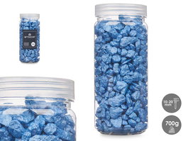 Giftdecor Bote de Piedras Decorativas Metalizadas, Piedras 10-20 mm, Peso 700 g, Color Azul, Dimensiones 6.5 x 15.8 x 6.5 cm (Set de 12)