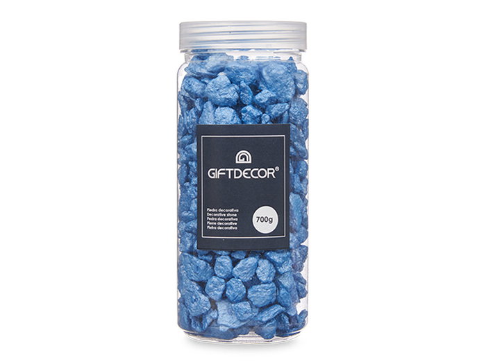 Giftdecor Bote de Piedras Decorativas Metalizadas, Piedras 10-20 mm, Peso 700 g, Color Azul, Dimensiones 6.5 x 15.8 x 6.5 cm (Set de 12)