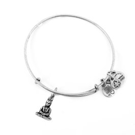 Alex And Ani Pulsera de Metal Buda Gris A11EB106RS