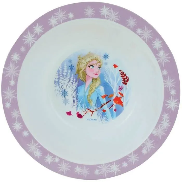 Fun House Disney Frozen Set de Vajilla 006379 - Plato Hondo, Plato Llano, Taza, Botella y Vaso con Pajita
