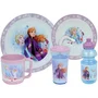 Fun House Disney Frozen Set de Vajilla 006379 - Plato Hondo, Plato Llano, Taza, Botella y Vaso con Pajita