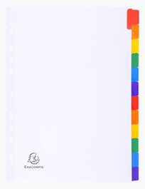 Exacompta Separadores Cartulina Blanca 160 gr A4 12 Posiciones Pestañas Colores